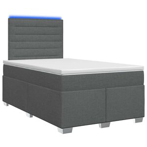 vidaXL Postelja boxspring z vzmetnico Temno siva 120 x 190 cm Blago