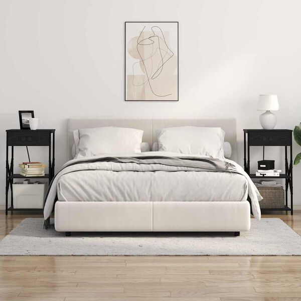 vidaXL Nočna omarica Črna Orehovina 41 x 31 x 76 cm Konstruiran les