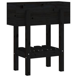vidaXL Vrtno cvetlično korito črno 62x30x69 cm trdna borovina