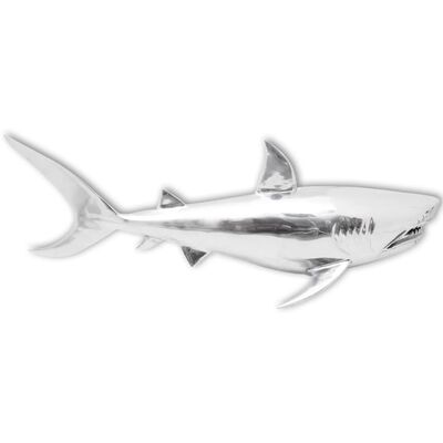 vidaXL Stenska dekoracija morski pes aluminij srebrna