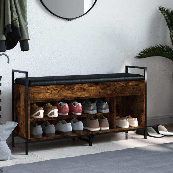 vidaXL Klop za čevlje dimljen hrast 105,5x32x57,5 cm inženirski les