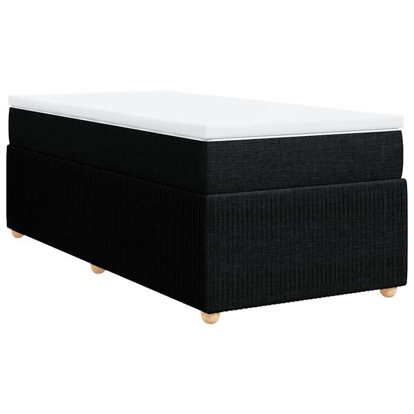vidaXL Box spring postelja z vzmetnico črna 90x200 cm blago