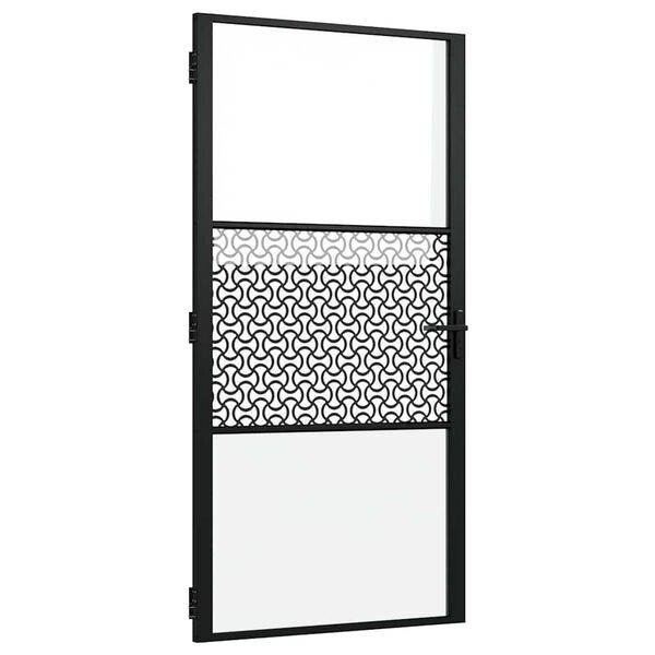 vidaXL Steklena vrata Ureznine Črna 76 x 3.5 x 201.5 cm Aluminij