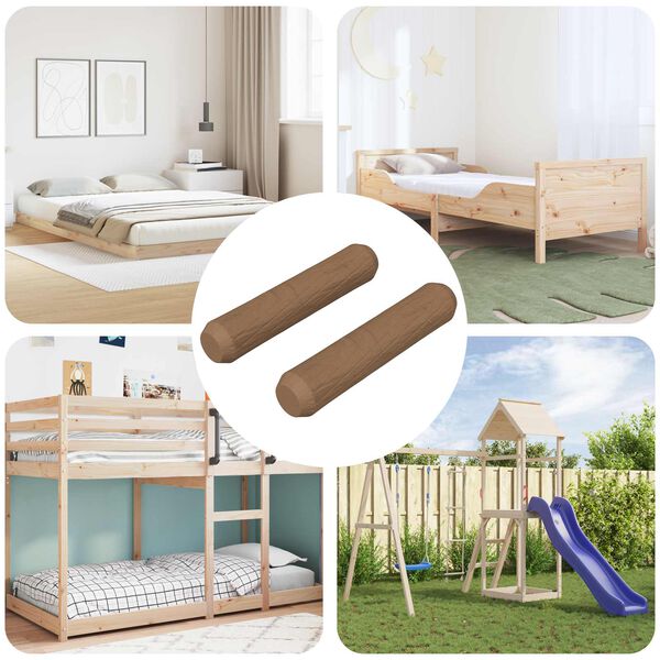 vidaXL Leseni zatiči 2 pcs Rjava &Oslash;8 x 35 mm Trden les