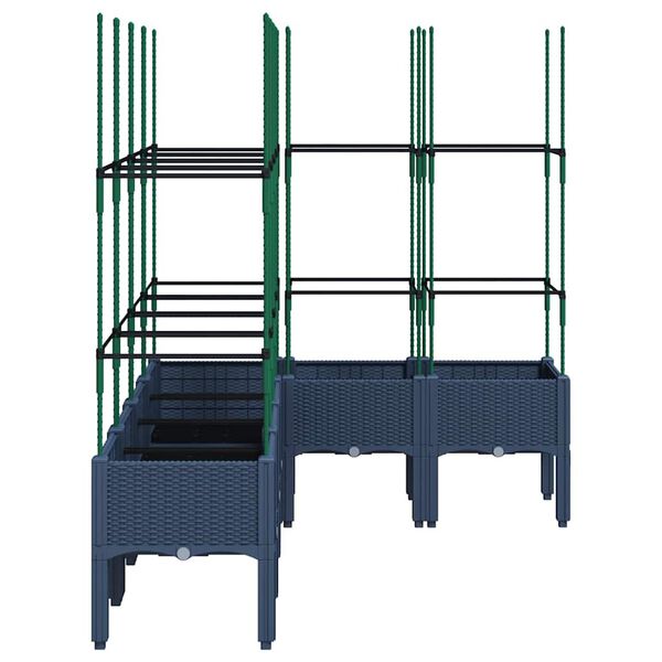 vidaXL Cvetlično korito z oporno mrežo modro sivo 160x120x142,5 cm PP