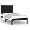 vidaXL Posteljni okvir črn iz trdnega lesa 90x190 cm