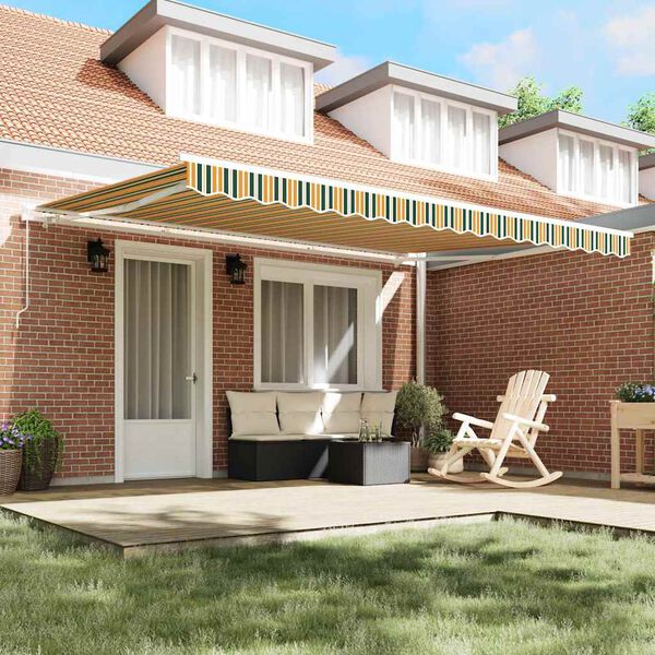 vidaXL Nadomestno platno za tendo Zelena in rumena 430 x 345 cm