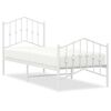 vidaXL Kovinski posteljni okvir z vzglavjem in vznožjem bel 75x190 cm
