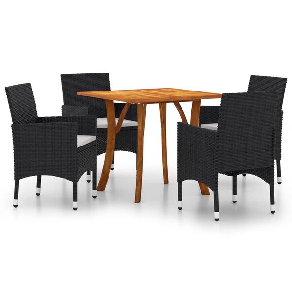 vidaXL Vrtna jedilna garnitura 5-delna črna