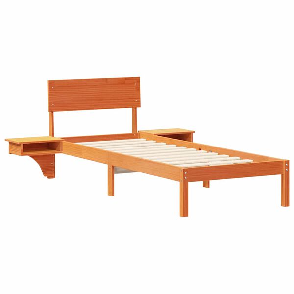 vidaXL Konstrukcija postelje z vzglavjem Voskast rjav 75 x 190 cm