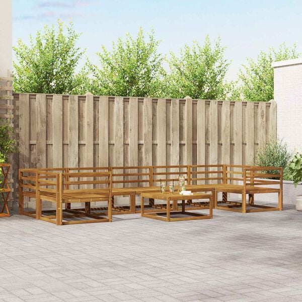 vidaXL Zunanja garnitura za sedenje 8 pcs Naravna Masiven les akacije