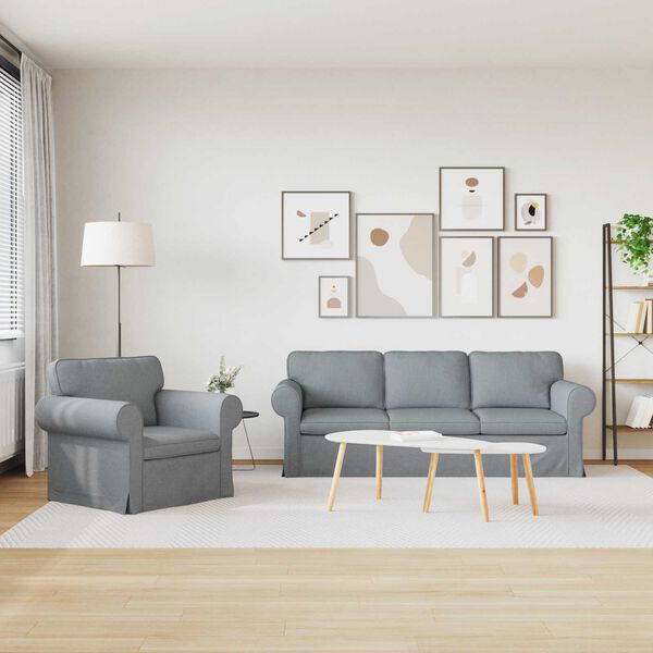 vidaXL Kavč 2 pcs Svetlo siva 215 x 82 x 80 cm blago