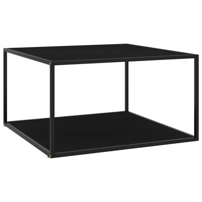 vidaXL Klubska mizica črna s črnim steklom 90x90x50 cm
