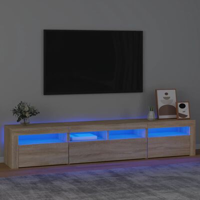 vidaXL TV omarica z LED lučkami sonoma hrast 210x35x40 cm