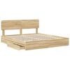 vidaXL Postelja s shranjevanjem z vzglavjem Sonoma hrast 180 x 200 cm