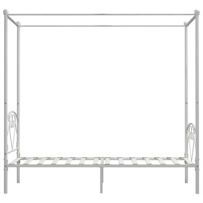 vidaXL Posteljni okvir z ogrodjem za baldahin bel kovinski 100x200 cm