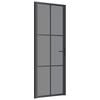 vidaXL Notranja vrata 76x201,5 cm črno ESG steklo in aluminij