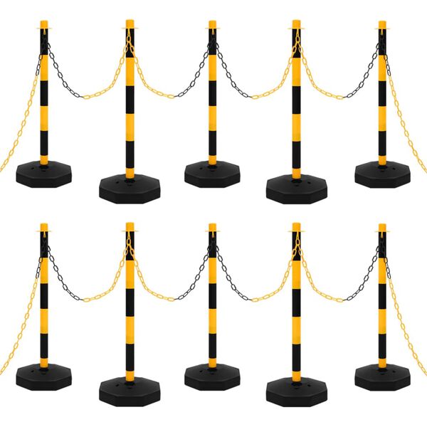 vidaXL Komplet stebričkov z 10 m plastično verigo