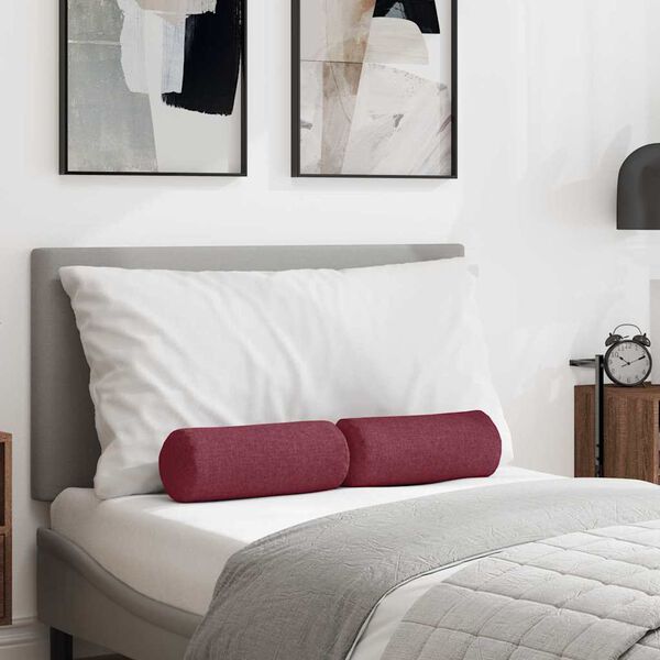 vidaXL Blazine 2 pcs Vinorodna rdeča Ø 15 x 40 cm blago