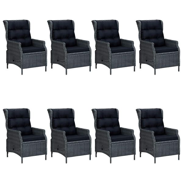 vidaXL Vrtna jedilna garnitura 9-delna temno siva