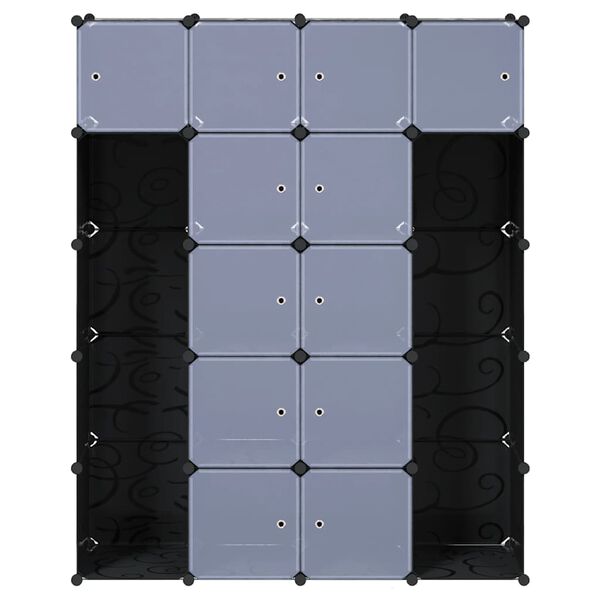 vidaXL Modularna omara s 14 predelki črna in bela 37x146x180,5 cm