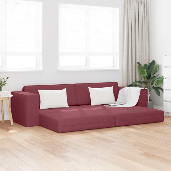 vidaXL Sofa postelja 200cm Vinorodna rdeča blago