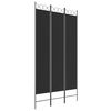 vidaXL Paravan 3-delni 120x220 cm črna blago