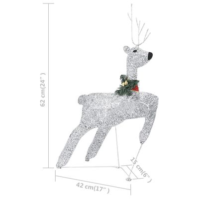 vidaXL Zunanji božični jeleni s sanmi 100 LED lučk srebrne barve