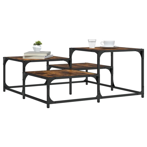 vidaXL Klubska mizica dimljen hrast 87,5x87,5x40 cm inženirski les