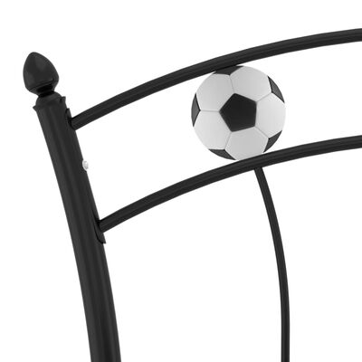 vidaXL Posteljni okvir nogometni dizajn črn kovinski 90x200 cm