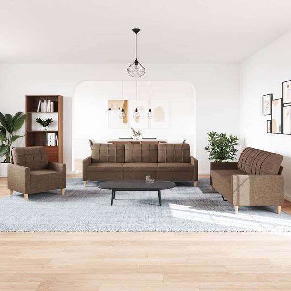 vidaXL Sedežna garnitura 3-delna rjavo blago