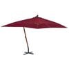 vidaXL Previsni senčnik z lesenim drogom 400x300 cm bordo rdeč
