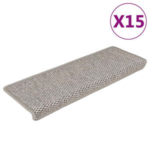 vidaXL Samolepilne preproge za stopnice sisal 15 kosov 65x21x4 srebrne