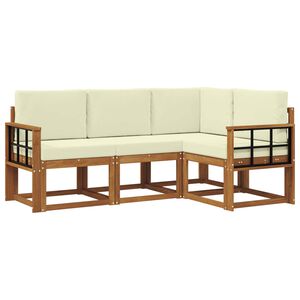 vidaXL Zunanja garnitura za sedenje z blazino 4 pcs Naravna in smetana