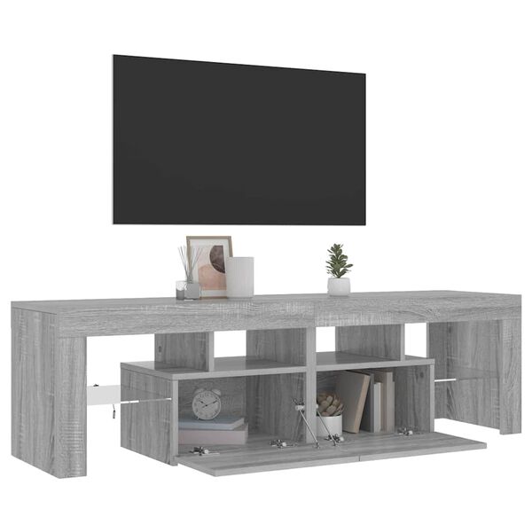 vidaXL TV omarica z LED lučkami siva sonoma 140x36,5x40 cm