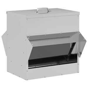 vidaXL Hranilnik za pi&scaron;čance srebrna 40,5 x 45 x 41 cm Cinkana jeklena