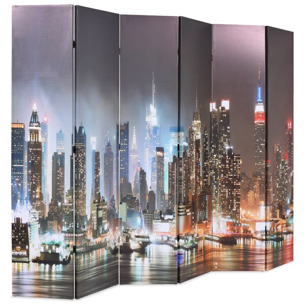 vidaXL Zložljiv paravan 228x170 cm New York ponoči