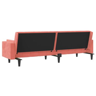vidaXL Raztegljiv kavč dvosed z blazinama roza žamet