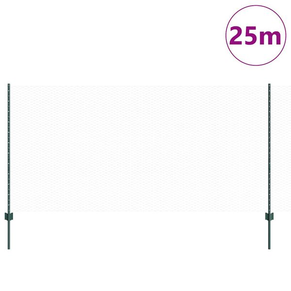 vidaXL Ograja s stebrom Zelena 1,2 x 10 m Jeklo in PVC