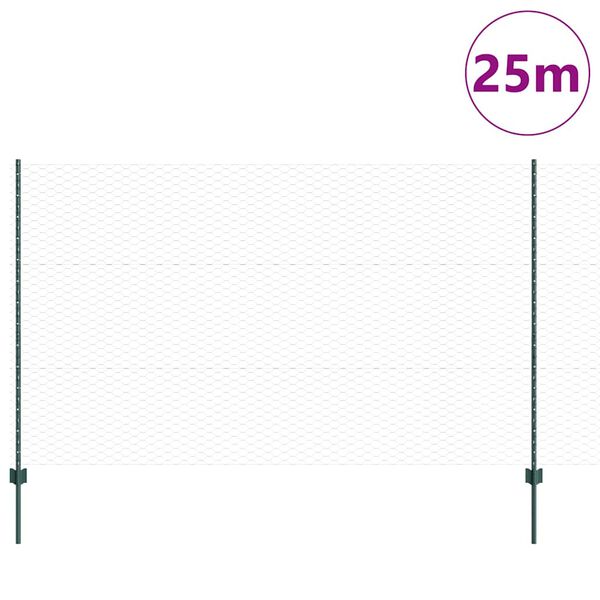 vidaXL Ograja s stebrom Zelena 1,4 x 10 m Jeklo in PVC