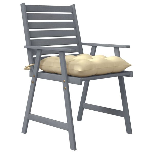 vidaXL Zunanji jedilni stoli z blazinami 4 kosi trden akacijev les