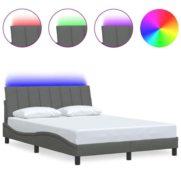 vidaXL Posteljni okvir brez vzmetnice Hanko temno siv 140x190 cm blago