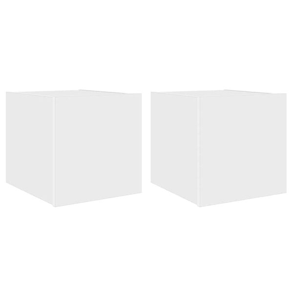 vidaXL Stenske TV omarice z LED lučkami 2 kosa bela 30,5x35x30 cm