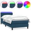 vidaXL Box spring postelja z vzmetnico LED Temno modra 100x220 cm Velvet