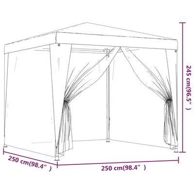 vidaXL Vrtni šotor s 4 mrežastimi stranicami 2,5x2,5 m bel
