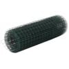vidaXL Žična mreža za ograjo jeklo s PVC oblogo 25x0,5 m zelena