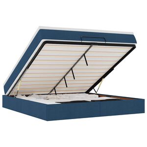 vidaXL Otomanski posteljni okvir z vzmetnico moder 160x200 cm blago