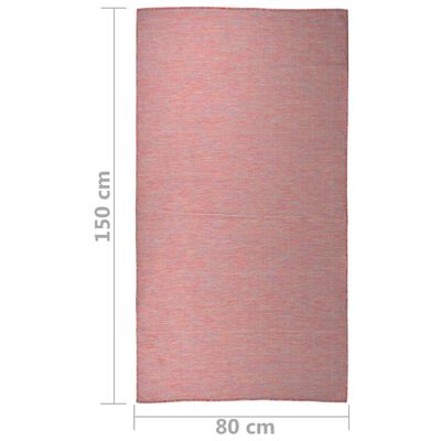 vidaXL Zunanja preproga ploščato tkanje 80x150 cm rdeča