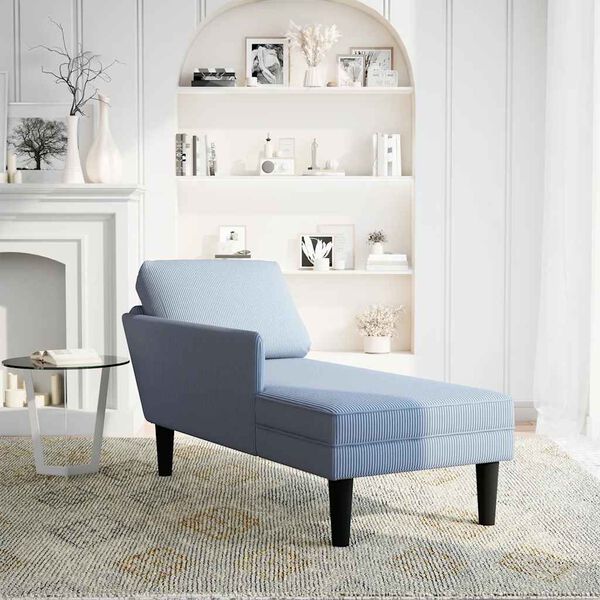 vidaXL Chaise Lounge z blazino Temno modro Corduroy tkanina
