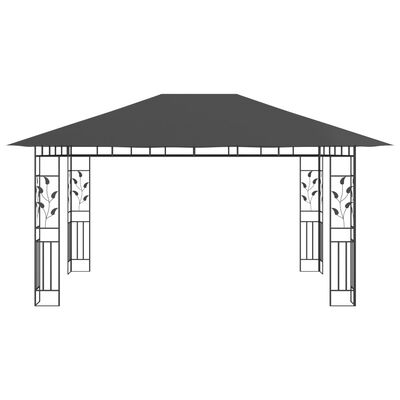 vidaXL Paviljon s komarnikom in LED lučkami 4x3x2,73 m antraciten